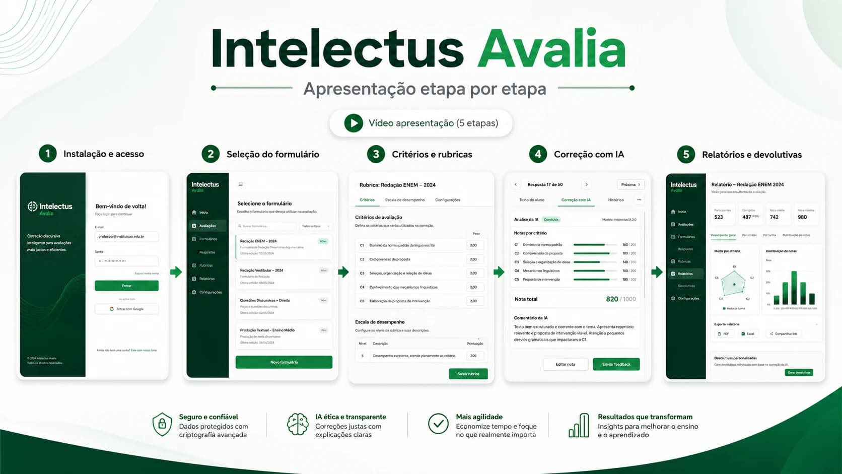 Resumo visual das etapas do Intelectus Avalia®